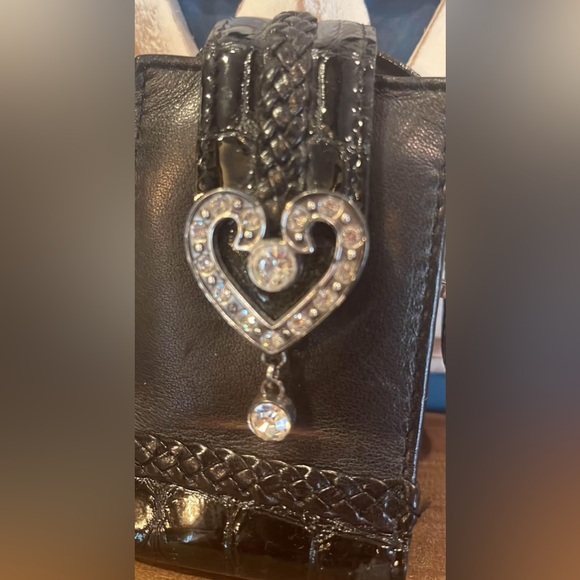 Vintage Brighton Small Bag w/ Rhinestone Heart & Strap - Picture 9 of 11